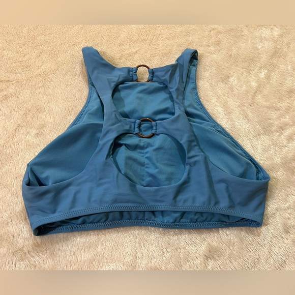 Aerie Swim Slate Blue High Neck Bikini Top L - Picture 2 of 4
